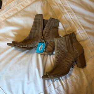 Taupe Peep Toe Booties